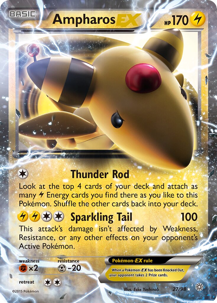 Ampharos-EX - 27/98 - Rare Holo EX (Inglés Foil NM)