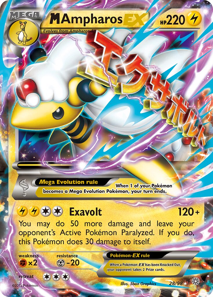 M Ampharos-EX - 28/98 - Rare Holo EX (Inglés Foil MP)