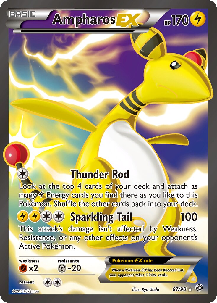 Ampharos-EX - 87/98 - Rare Ultra (Inglés Foil LP)