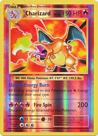 Charizard - 11/108 - Rare Reverse Holo - LP