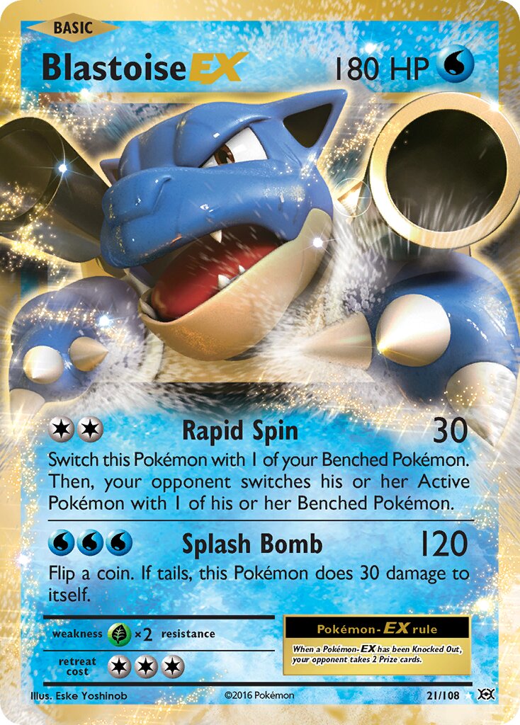Blastoise-EX - 21/108 - Rare Holo EX (Inglés Foil NM)