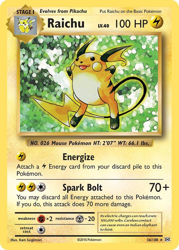 Raichu - 36/108 - Rare Holo (Inglés Foil LP)