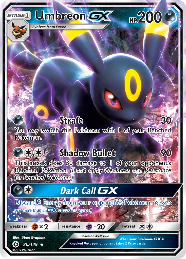 Umbreon-GX - 80/149 - Rare Holo GX (Inglés Foil LP)