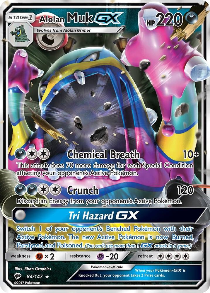 Alolan Muk-GX - 84/147 - Rare Holo GX (Inglés Foil NM)