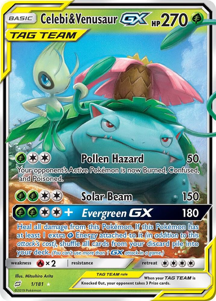 Celebi & Venusaur-GX - 1/181 - Rare Holo GX (Inglés Foil NM)