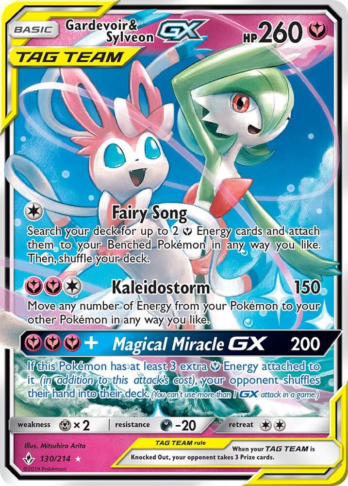 Gardevoir & Sylveon-GX - 130/214 - Rare Holo GX (Inglés Foil LP)