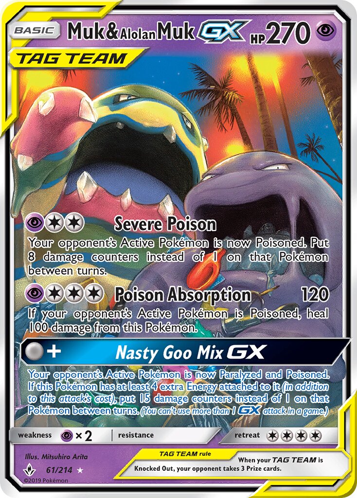Muk & Alolan Muk-GX - 61/214 - Rare Holo GX (Inglés Foil LP)