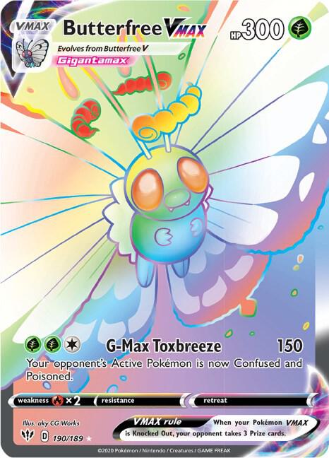 Butterfree VMAX - 190/189 - Rare Rainbow (Inglés Foil NM)