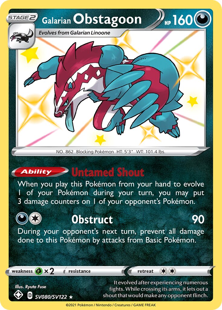 Galarian Obstagoon - SV080/SV122 - Rare Shiny (Inglés Foil NM)