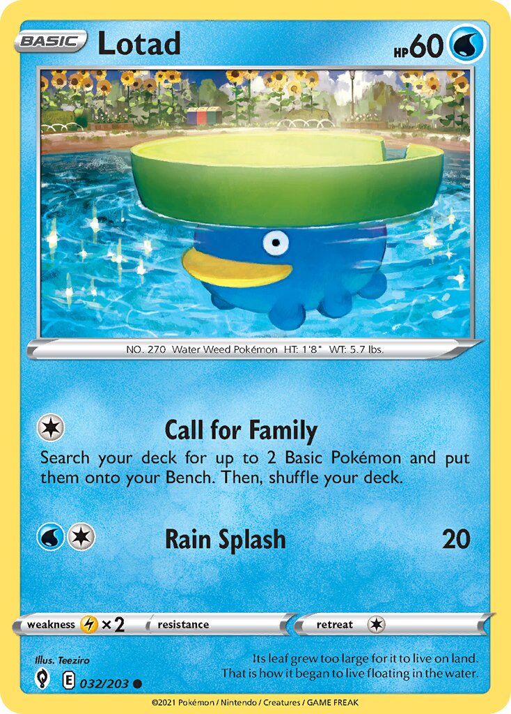 Lotad - 032/203 - Common (Inglés Reverse Holo NM)