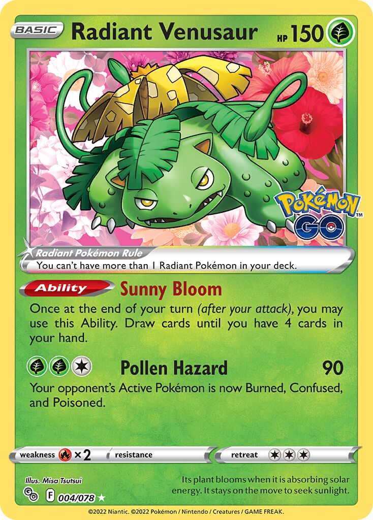 Radiant Venusaur - 004/078 - Radiant Rare (Inglés Foil LP)