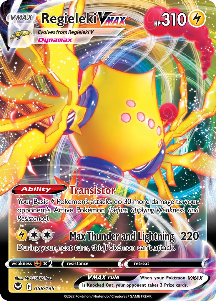 Regieleki VMAX - 058/195 - Holo Rare VMAX (Inglés Foil NM)