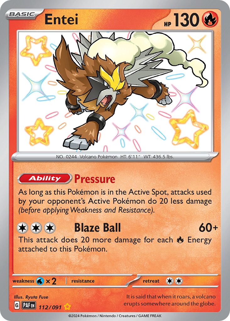 Entei - 112/091 - Shiny Rare (Inglés Foil NM)