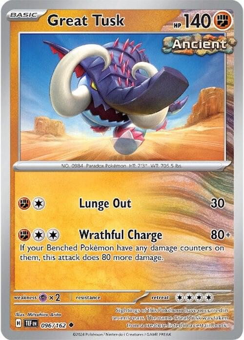 Great Tusk - 096/162 - Uncommon (Inglés Reverse Holo NM)