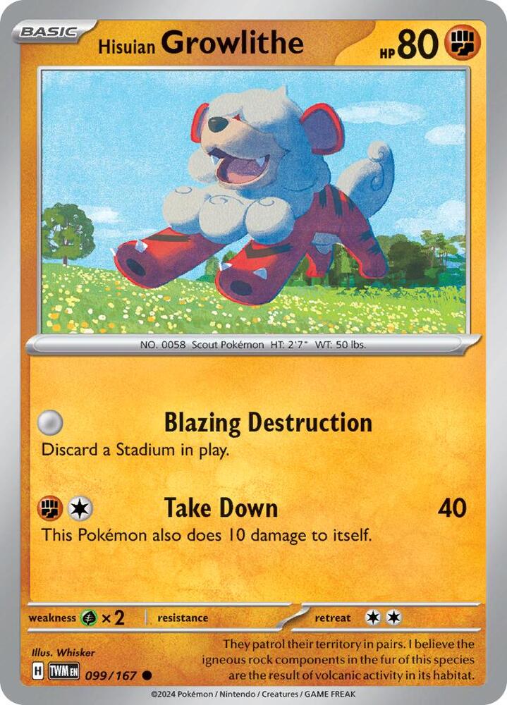 Hisuian Growlithe - 099/167 - Common (Inglés NM)