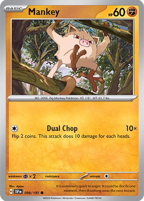 Mankey - 098/191 - Common (Inglés Reverse Holo NM)