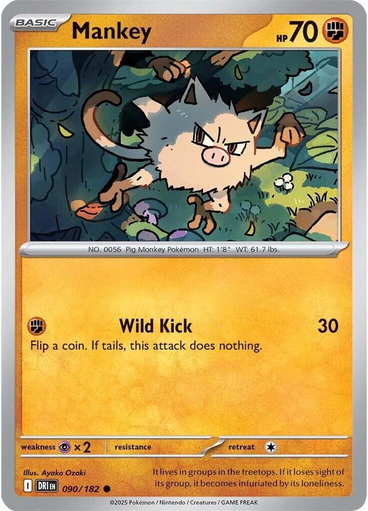 Mankey - 090/182 - Common (Español Reverse Holo NM)