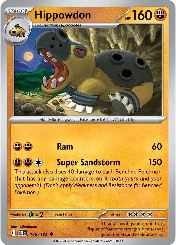 Hippowdon - 106/182 - Uncommon (Español Reverse Holo NM)