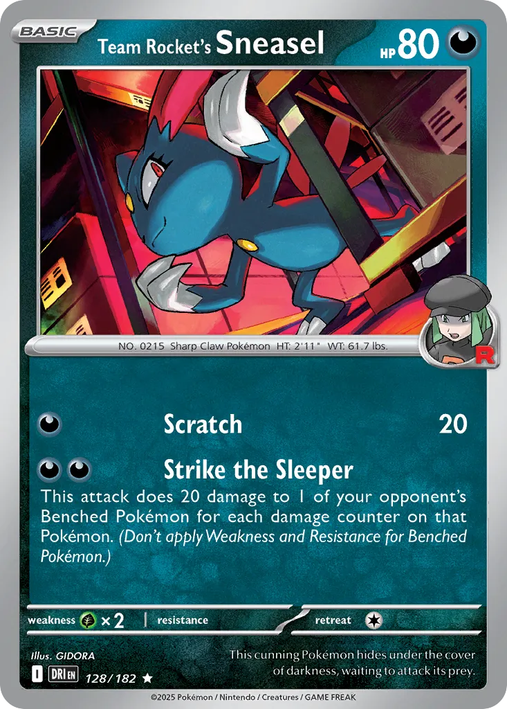 Team Rocket's Sneasel - 128/182 - Rare (Inglés Foil NM)