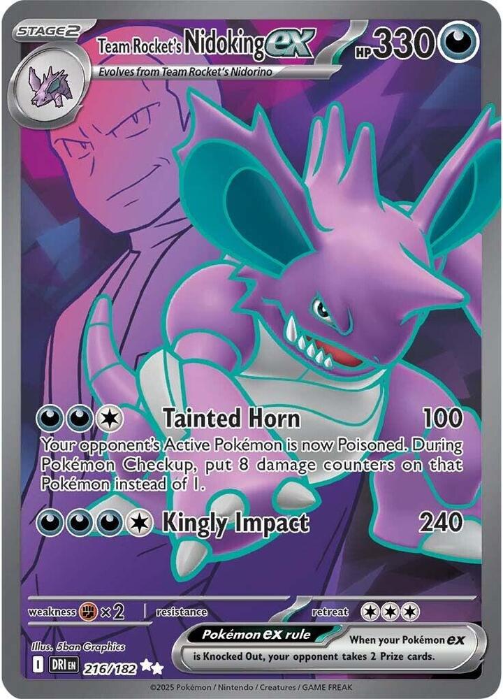 Team Rocket's Nidoking ex - 216/182 - Ultra Rare (Inglés Foil NM)