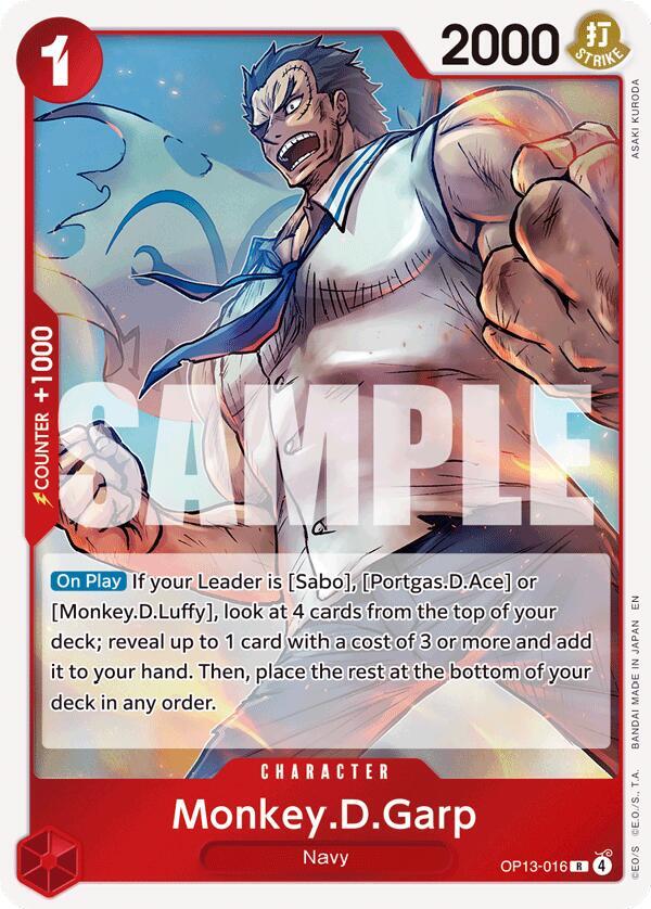 Monkey.D.Garp - OP13-016 - Rare Foil (Inglés Foil NM)