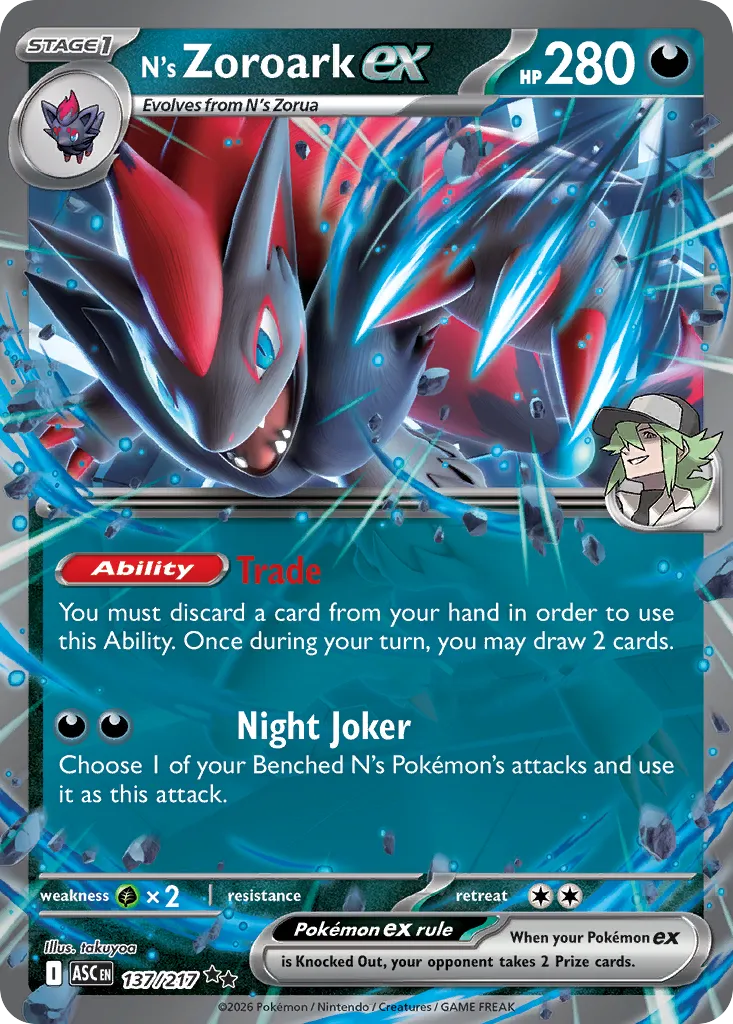 N's Zoroark ex - 137/217 - Double Rare (Inglés Foil NM)