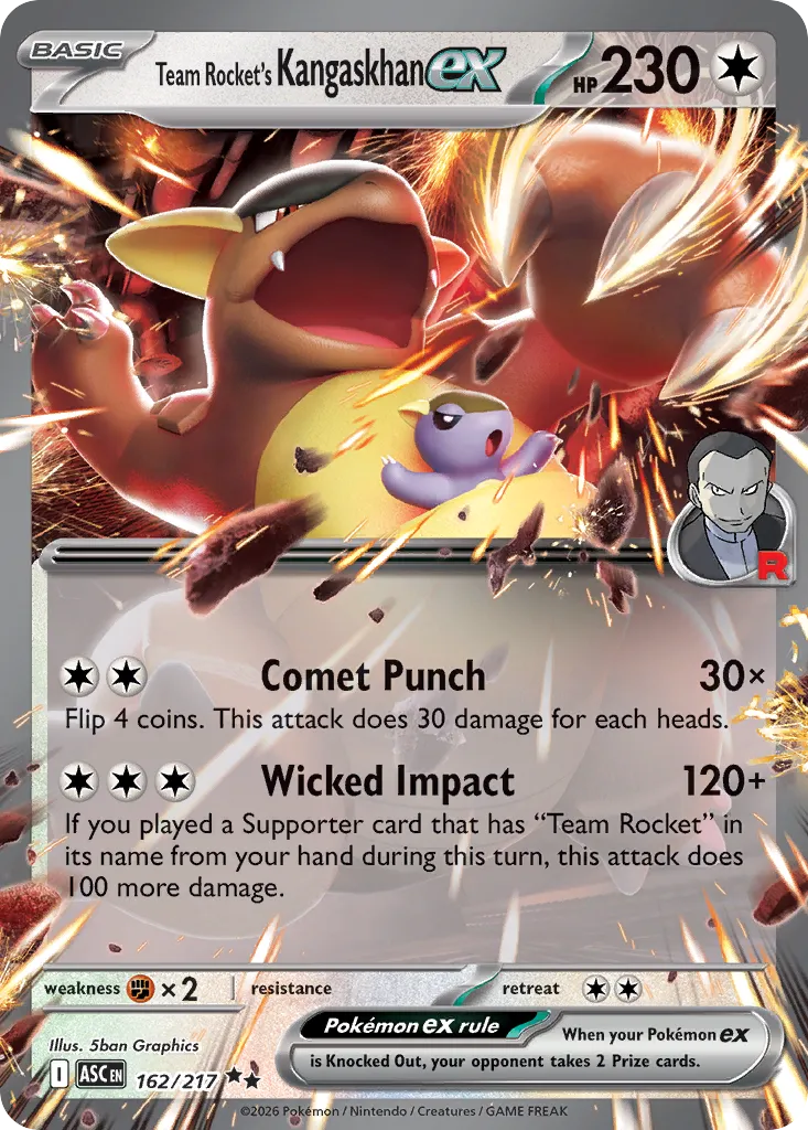 Team Rocket's Kangaskhan ex - 162/217 - Double Rare (Inglés Foil NM)