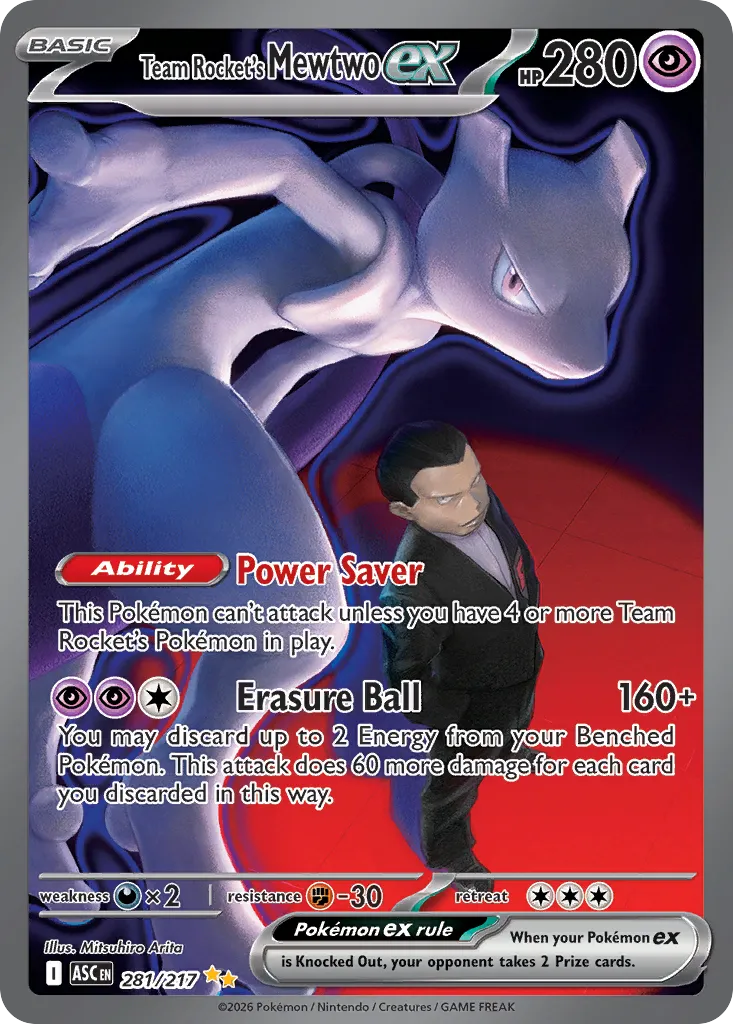 Team Rocket's Mewtwo ex - 281/217 - Special Illustration Rare (Inglés Foil NM)