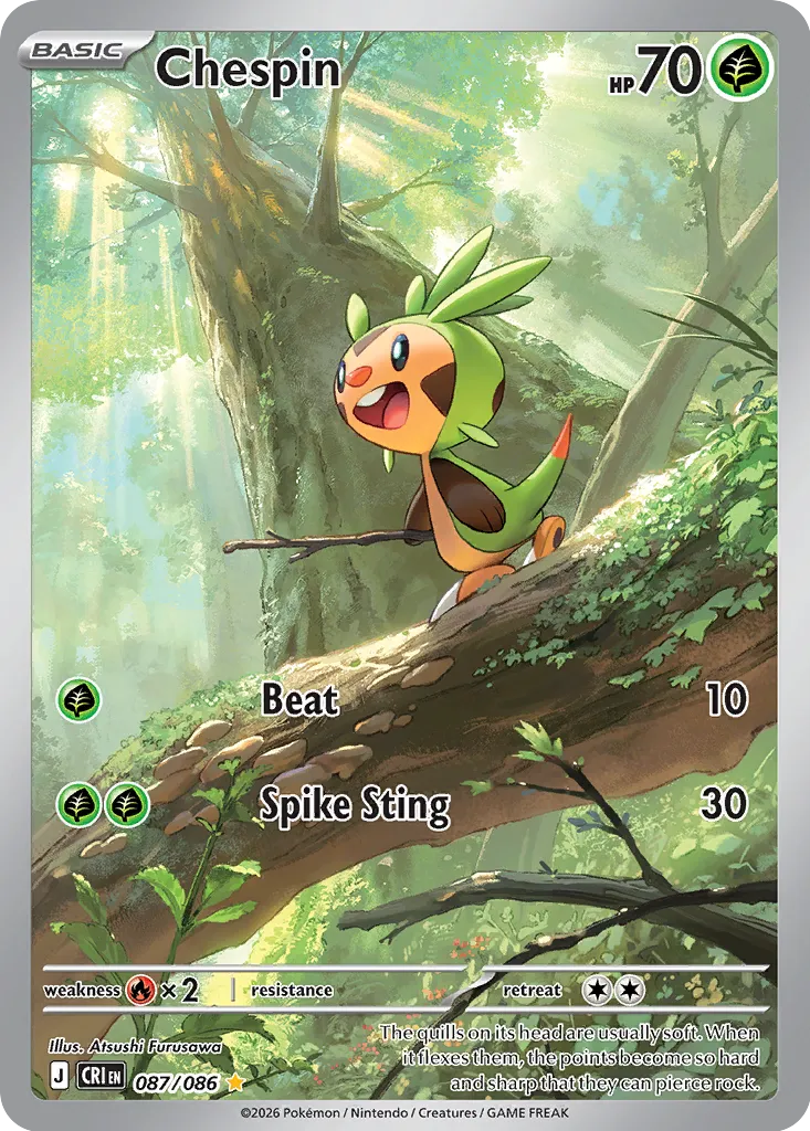Chespin - 087/086 - Illustration Rare (Inglés Foil NM)