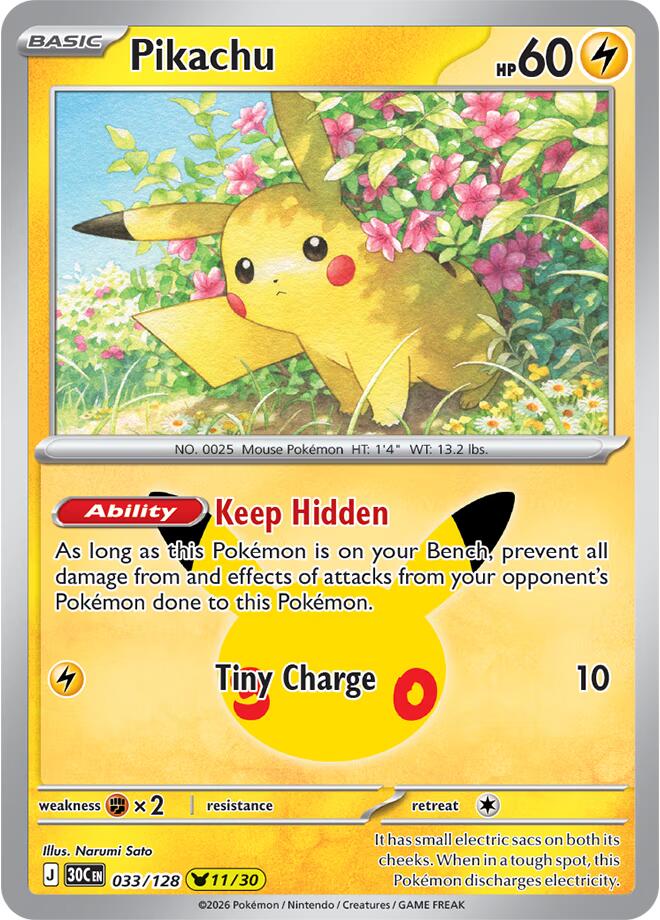 Pikachu - 033/128 - Pikachu Rare (Inglés Foil NM)