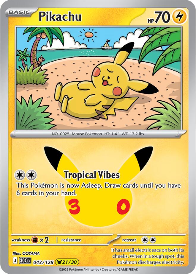Pikachu - 043/128 - Pikachu Rare (Inglés Foil NM)
