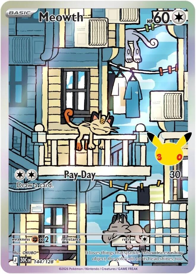 Meowth - 144/128 - Illustration Rare (Inglés Foil NM)