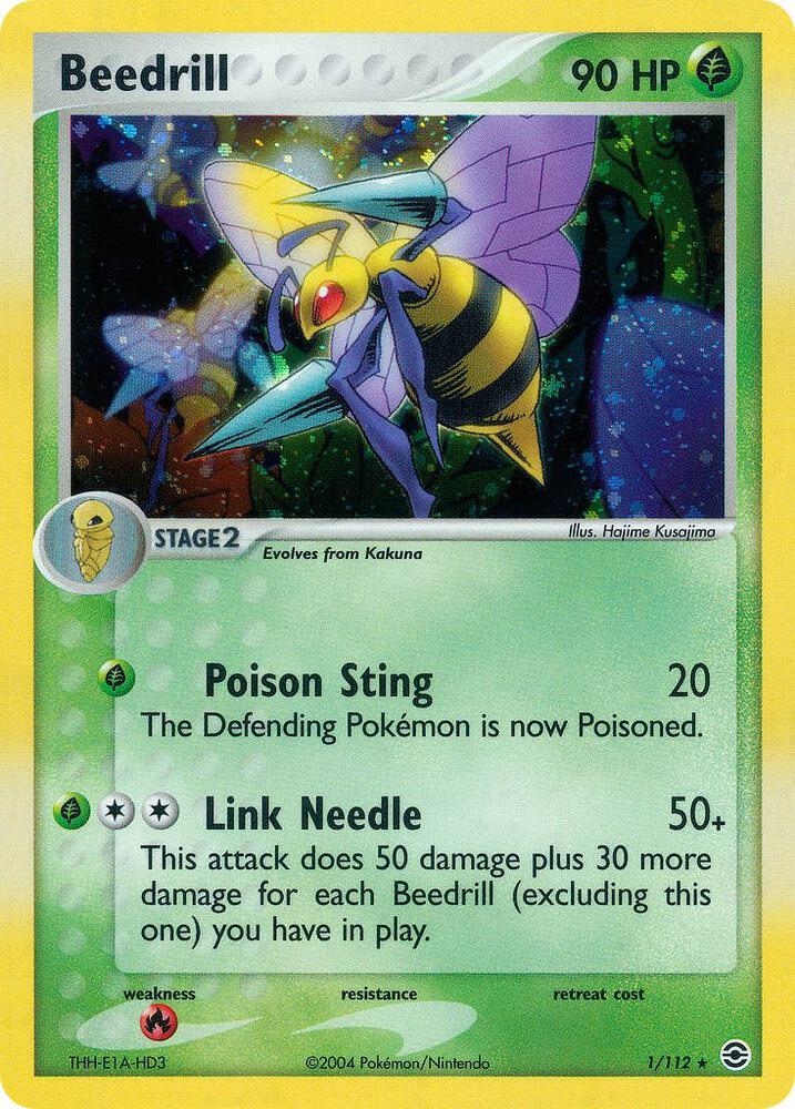 Beedrill - 1/112 - Rare Holo (Inglés Foil DMG)