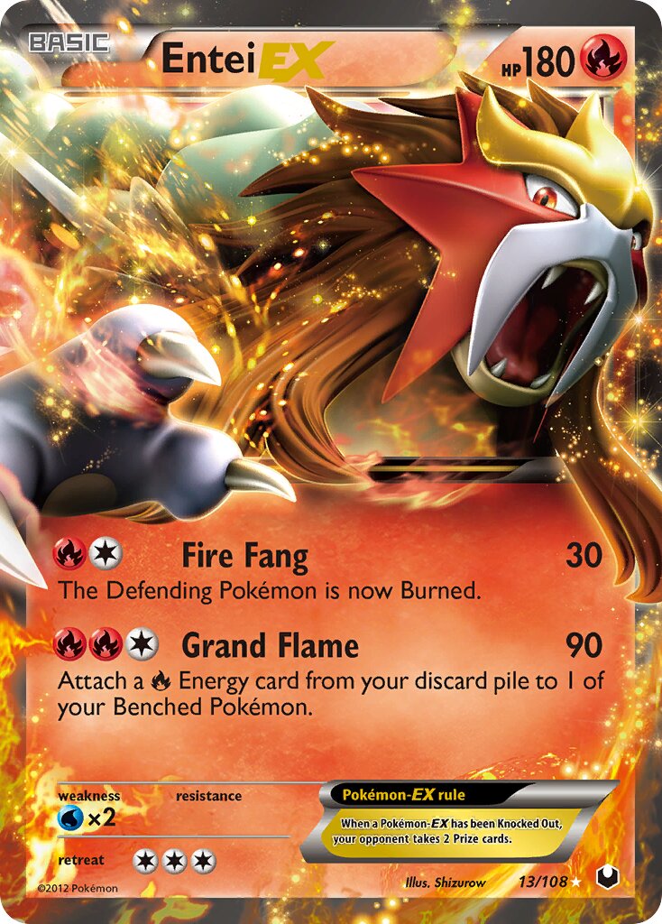 Entei-EX - 13/108 - Rare Holo EX (Inglés Foil MP)