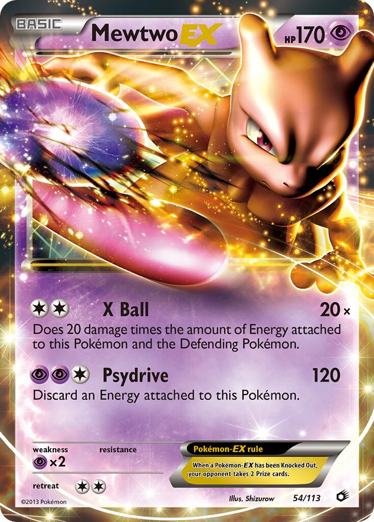 Mewtwo-EX - 54/113 - Rare Holo EX (Inglés Foil DMG)