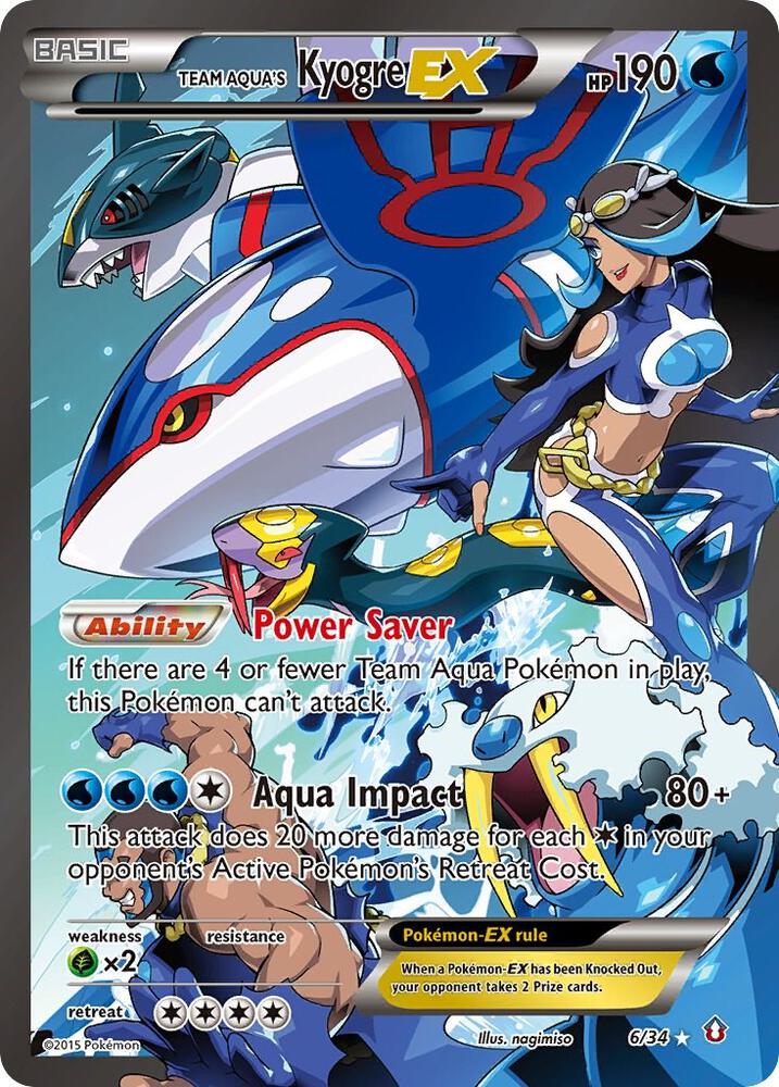 Team Aqua's Kyogre-EX - 6/34 - Rare Ultra (Inglés Foil LP)