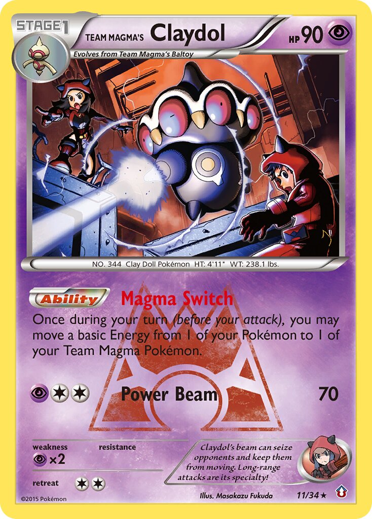 Team Magma's Claydol - 11/34 - Rare Holo (Inglés Foil MP)