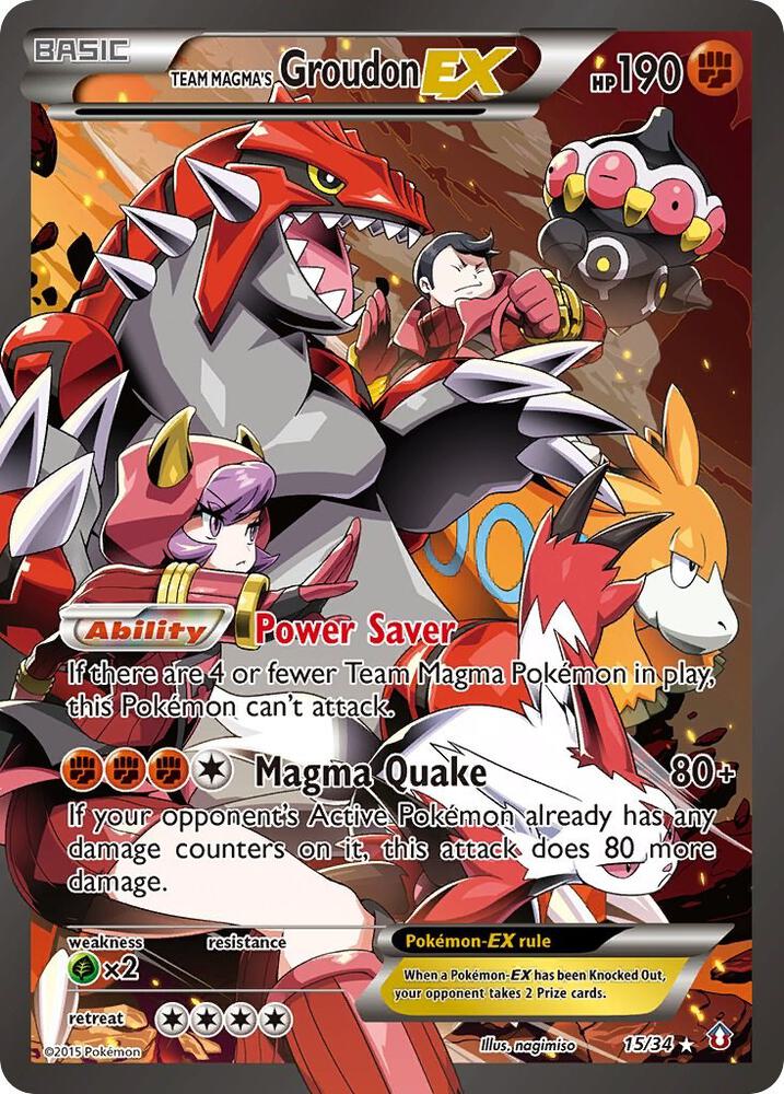 Team Magma's Groudon-EX - 15/34 - Rare Ultra (Inglés Foil LP)