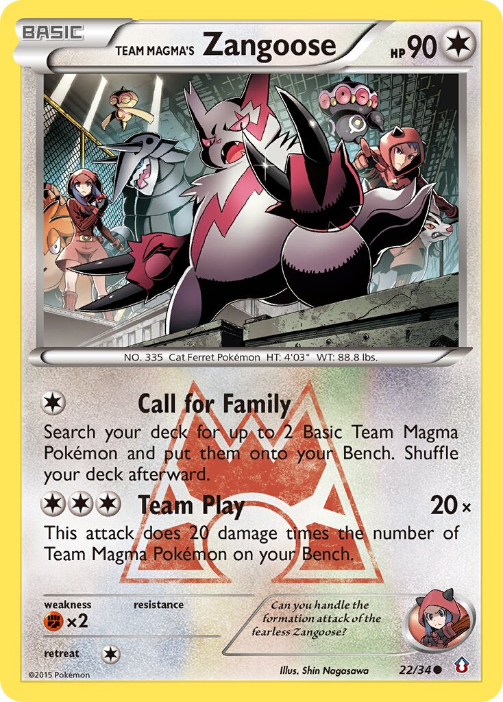 Team Magma's Zangoose - 22/34 - Common (Inglés LP)