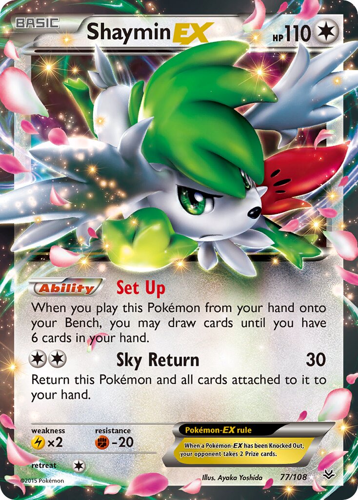 Shaymin-EX - 77/108 - Rare Holo EX (Inglés Foil NM)