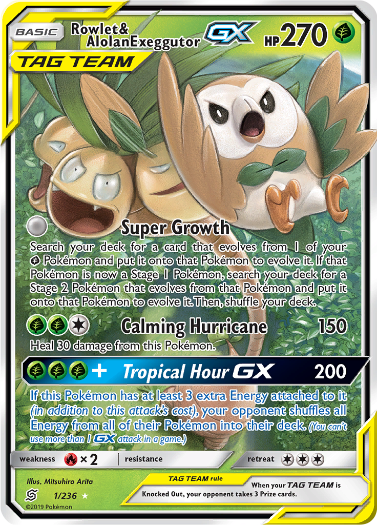 Rowlet & Alolan Exeggutor GX - 1/236 - Ultra Rare
