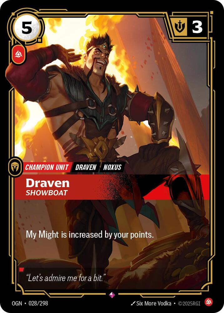 Draven - Showboat - 028/298 - Rare (Inglés Foil NM)