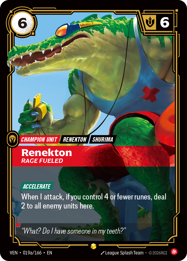 Renekton, Rage Fueled - 019a/166 - Rare (Inglés Foil NM)