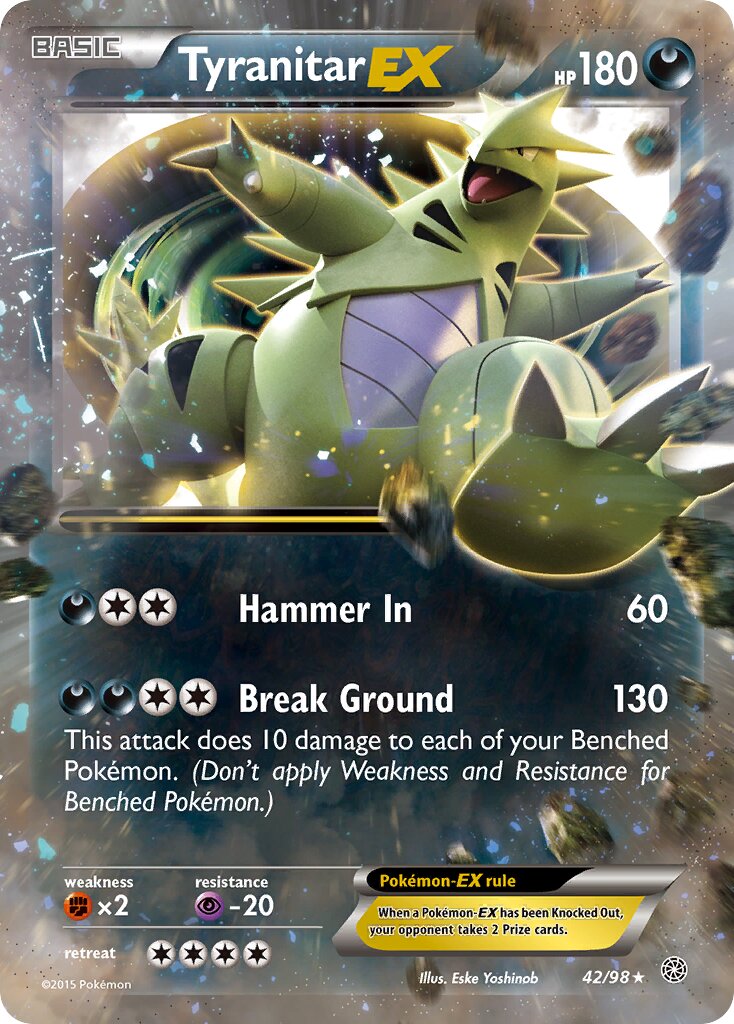 Tyranitar-EX - 42/98 - Rare Holo EX (Inglés Foil LP)