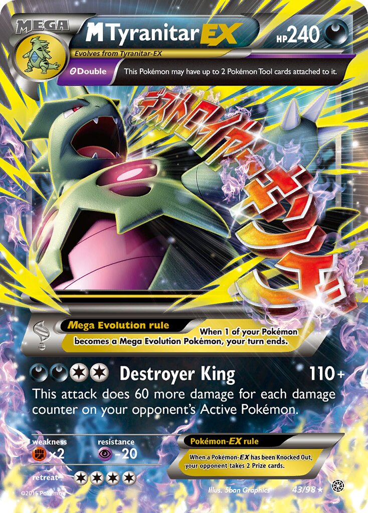 M Tyranitar-EX - 43/98 - Rare Holo EX (Inglés Foil LP)