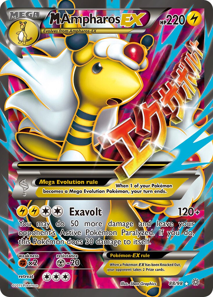 M Ampharos-EX - 88/98 - Rare Ultra (Inglés Foil LP)