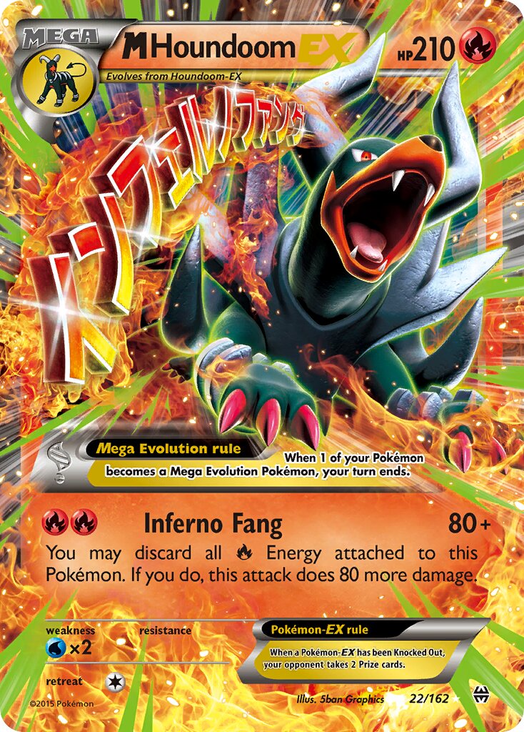 M Houndoom-EX - 22/162 - Rare Holo EX (Inglés Foil HP)