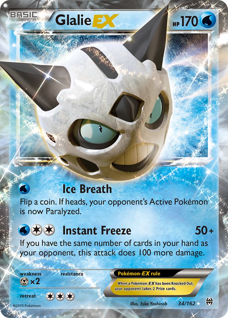 Glalie-EX - 34/162 - Rare Holo EX (Inglés Foil LP)
