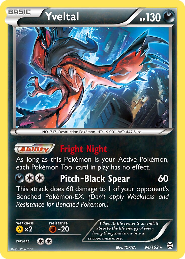 Yveltal - 94/162 - Rare Holo (Inglés Reverse Holo LP)