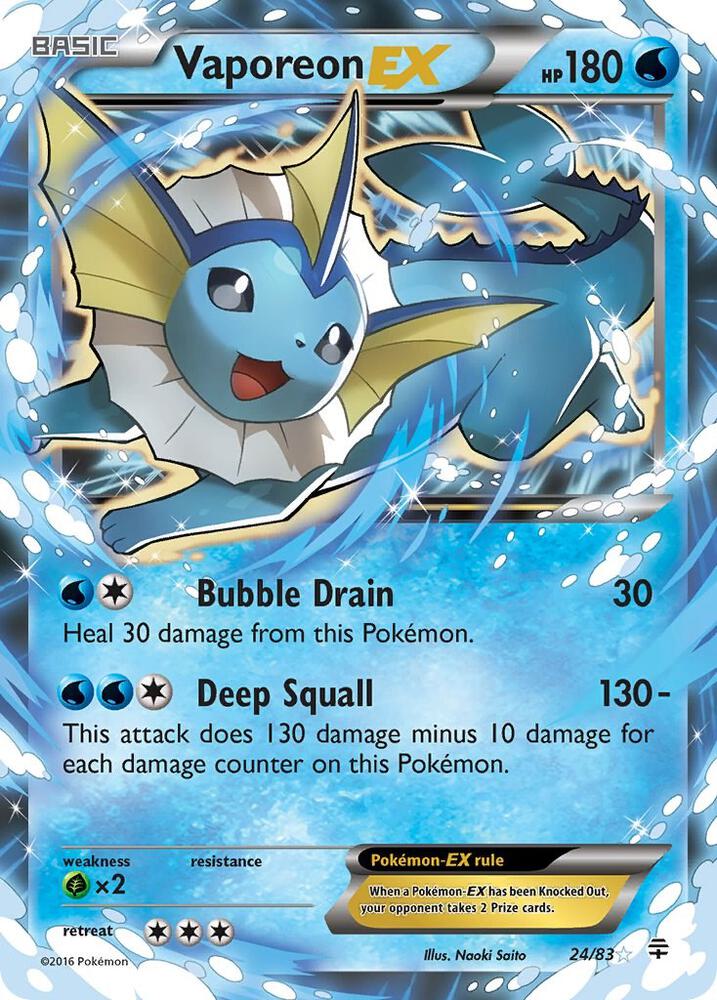 Vaporeon-EX - 24/83 - Rare Holo EX (Inglés Foil LP)